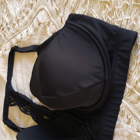 Swim by Cacique black racerback under wire bikini top bra size 44DD - Picture 2 of 6
